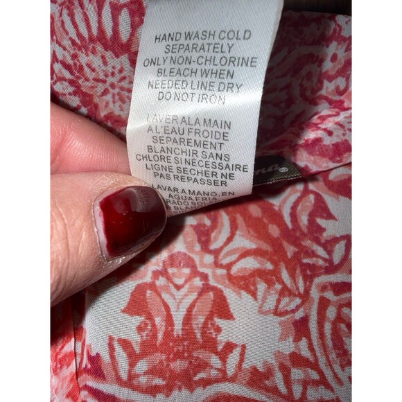 Tommy Bahama Coral Pink Sheer V-Neck Cover-Up Poncho Mandala Paisley Border S - Picture 6 of 7